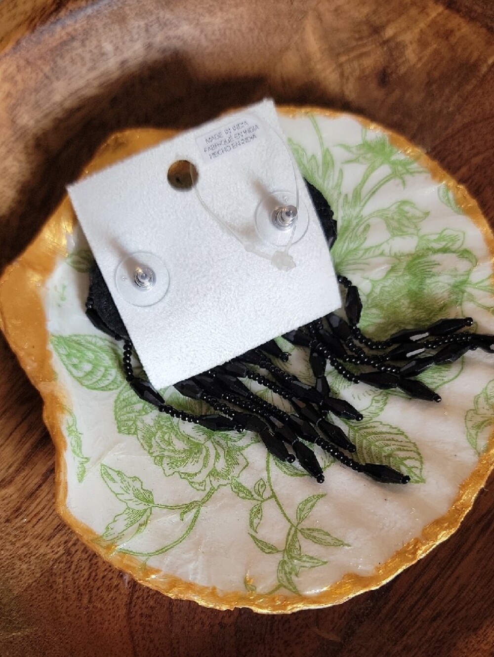 Free People Black Beaded Fringe Dangle Earrings - Picture 4 of 5